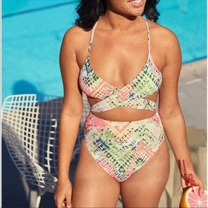 Aerie Multicolor Wrap around Monokini Swim. With hygienic liner.